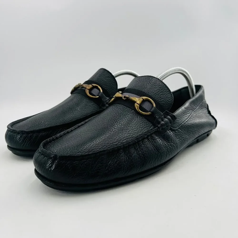 Giorgio Brutini Brasilla Men’s Black Milled Leather Horsebit Loafers Size 11M